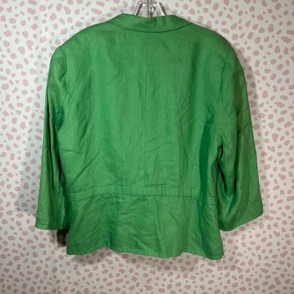 JM Collection 100% Linen Women's 16 Plus Green Chartreuse Blazer City Jacket - Picture 3 of 11